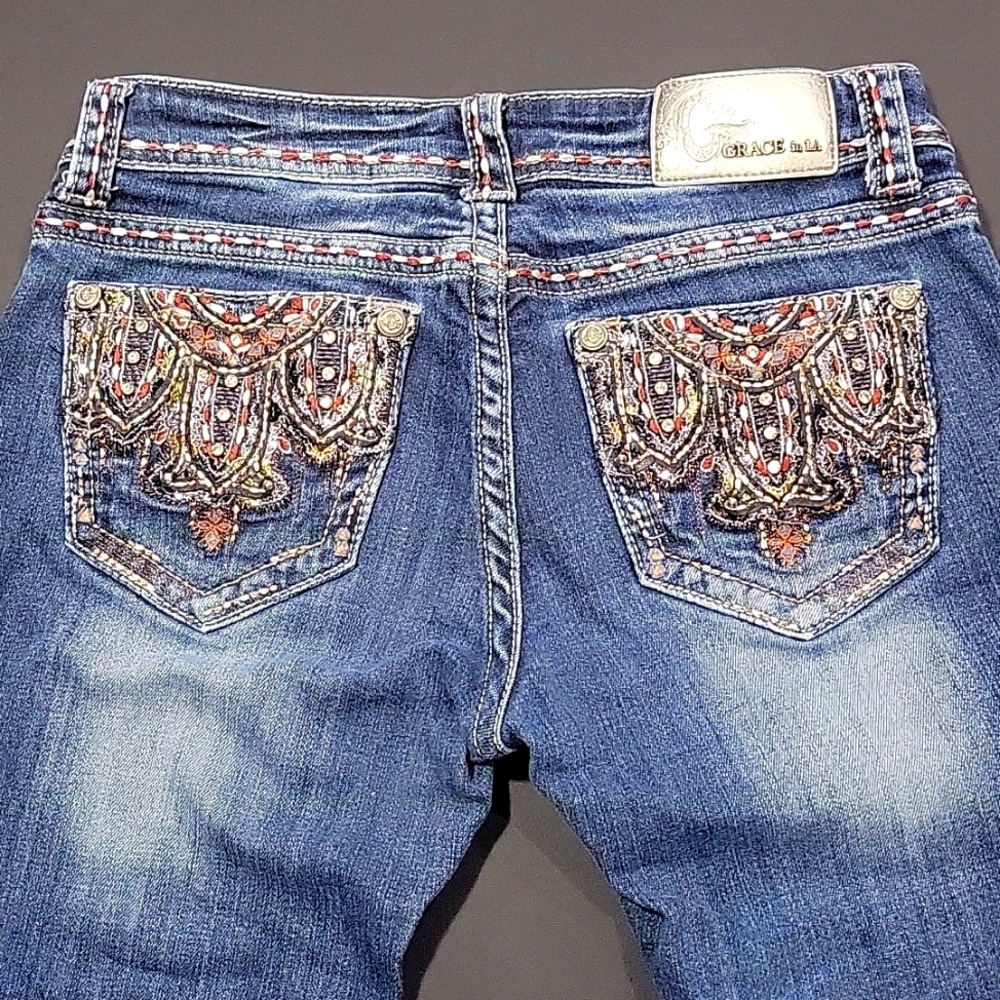 Grace in L.A. Boot Cut Jeans Size 27 - 32 inch Inseam (Fit like Miss Me)